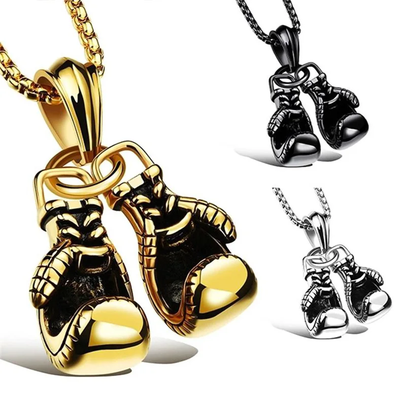 1Pc Vintage Boxing Glove Pendant Titanium Steel Chain Necklace For Women Men Punk Goth Trendy Accessories Choker Gothic Jewelry
