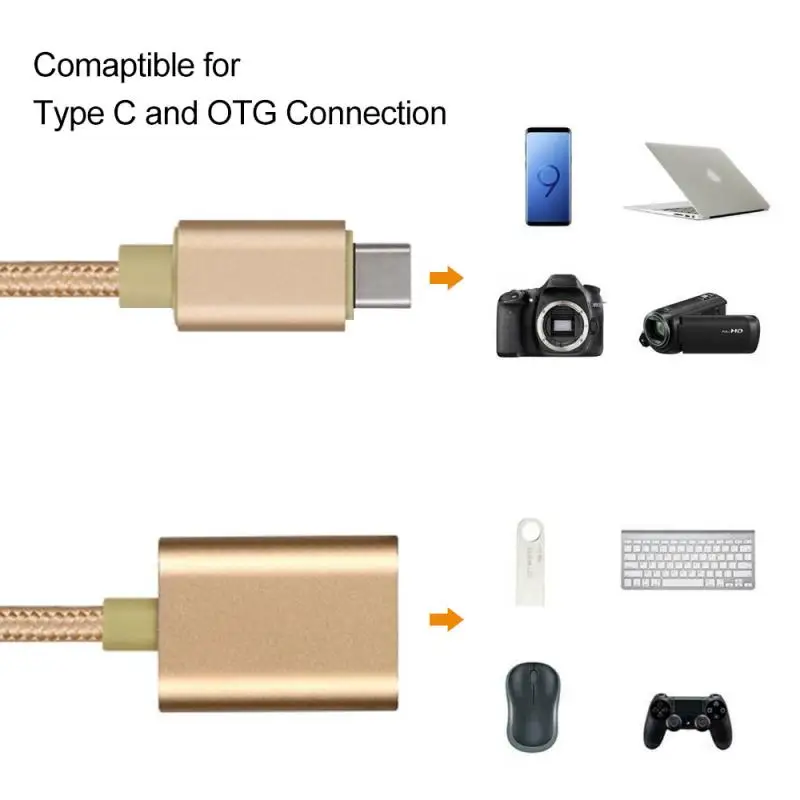 Кабель-переходник Type-C к OTG, совместимый с смартфоном Android, планшетом, новым ноутбуком, ПК с функцией OTG.