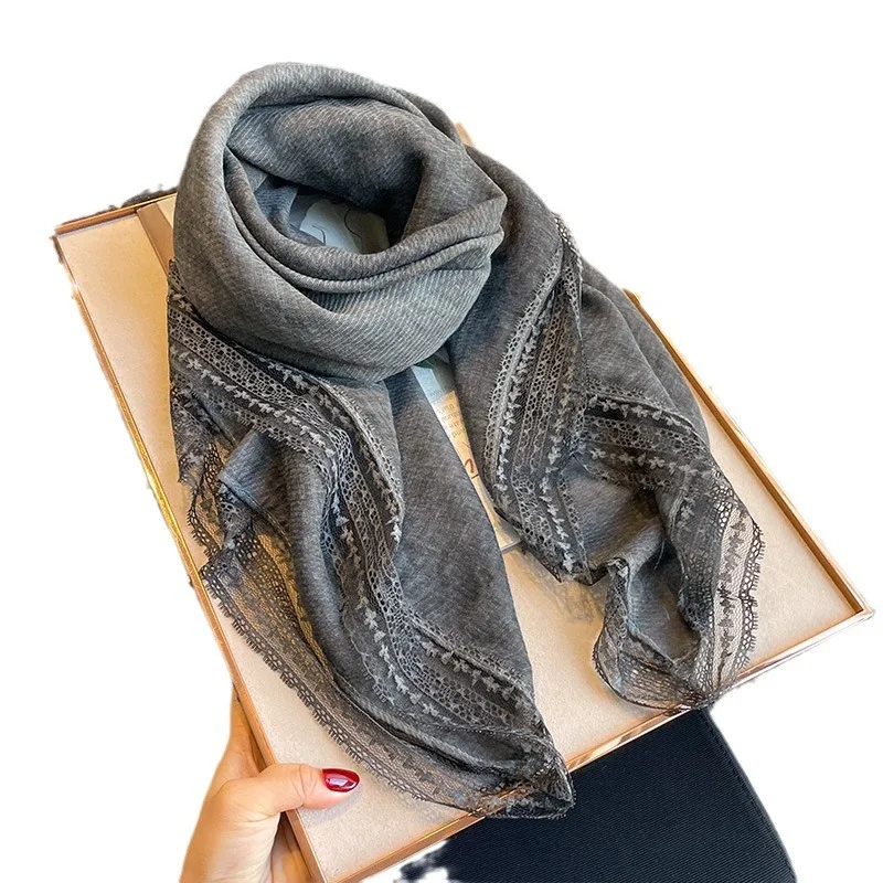 

Lace cotton and linen thin scarf for women, stylish, fashionable, high-grade silk scarf, gauze scarf