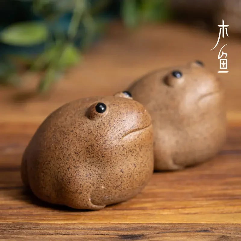 Coarse Pottery Big Eyes Lucky Tea Pet, Zen Gongfu Set, Jin Chan, Handmade Chinese Animal, Cute, Modern, Home Decor