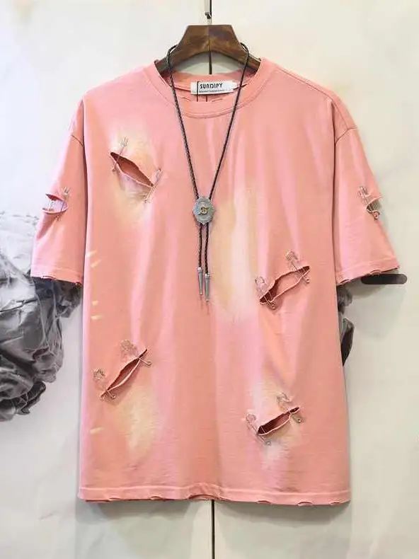 Modisches, großes, trendiges Lochmuster-T-Shirt für Herren und Damen – Sommerliches, lässiges und bequemes Oberteil