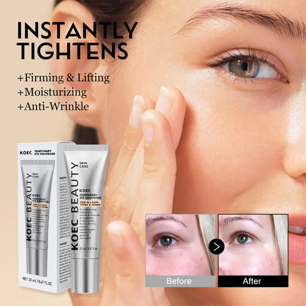 20ml KOEC Temporary Eye Tightener Cream Instant Firming Moisturizing Anti-Wrinkle Improve Puffiness Niacinamide Retinol VitaminE