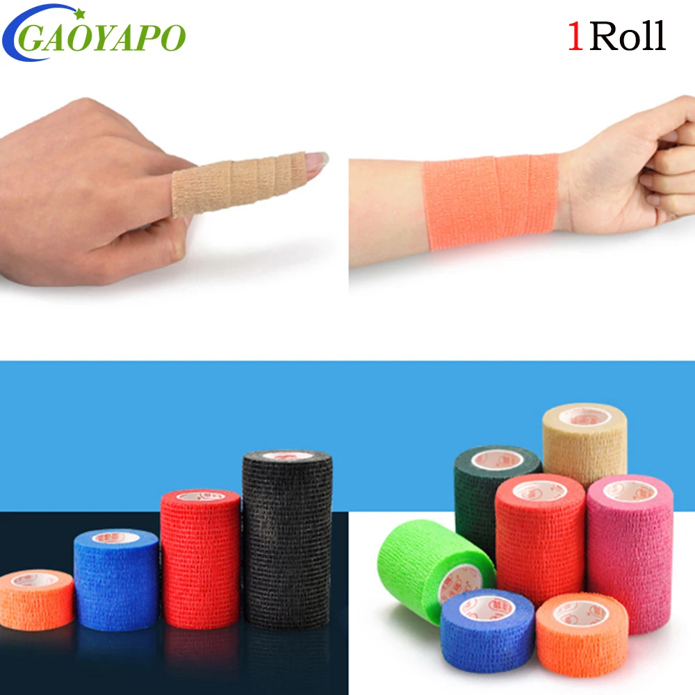 1Roll  Nonwovens Elastic Movement Tattoo Grip Cover Self-adhesive Rap Tape Mix Color for Tattoo Machine Grip Accessories Supply