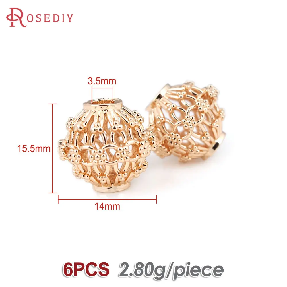 6PCS 18K Gold Color Weaving Hollow Spacer Beads Bracelet Beads High Quality Jewelry Accessories Making Rosediy official-website