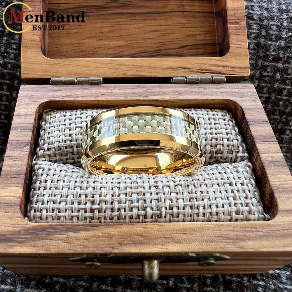 MenBand 4/6/8 مللي متر الذهب ألياف الكربون البطانة التنغستن الدائري للرجال النساء موضة المشاركة الزفاف الفرقة عصرية ومريحة