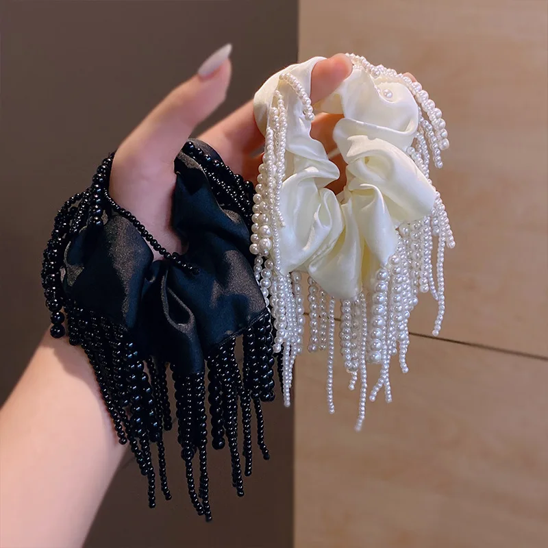 

Французский супер бессмертный женский ободок для волос ручной работы с жемчужной кисточкой, атласный обруч для волос с толстой кишкой, веревка, аксессуары для головы в стиле ретро