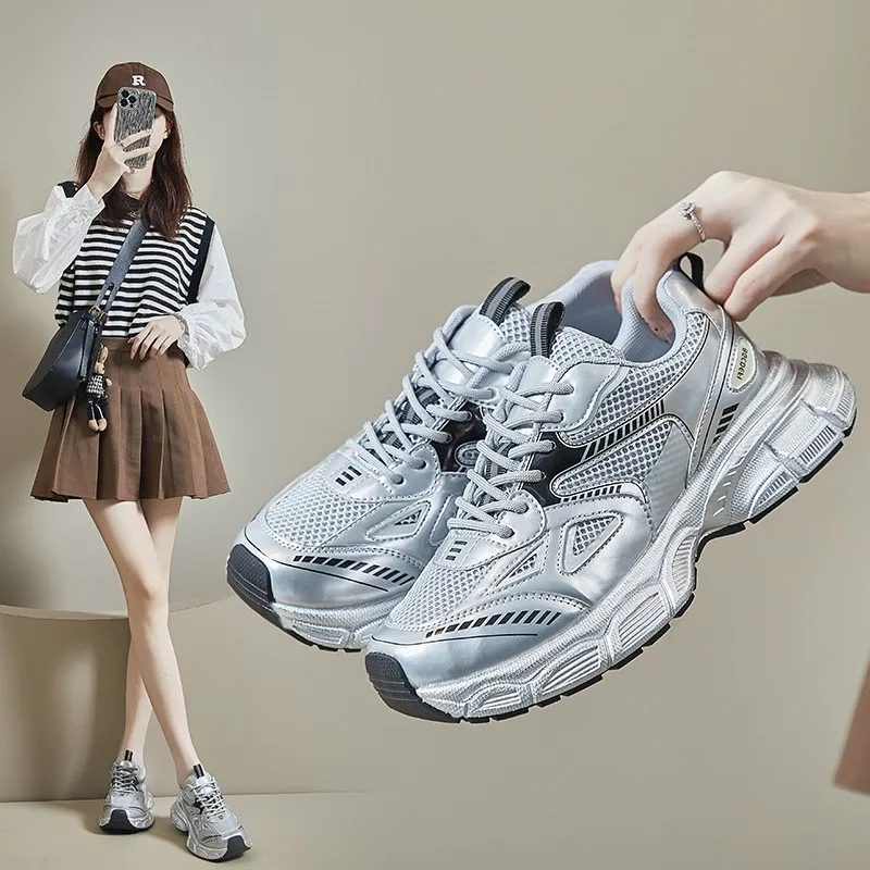 Spring new daddy shoes female students thick sole sports increase street pats running leisure sneakers  C1431