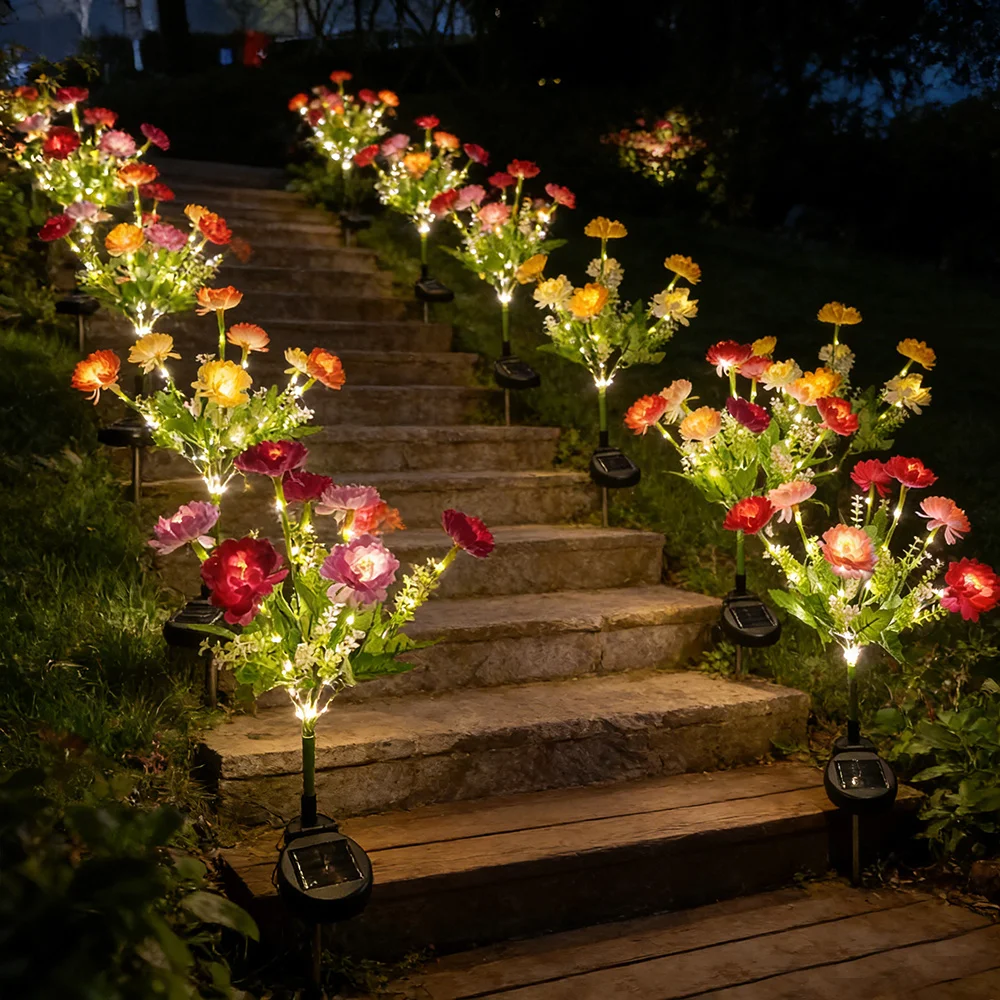 Simulated 7-head Snow Lotus Solar Plug-in Light, Courtyard Garden Outdoor Trail Small Path Terrace Party Wedding Festival Decor