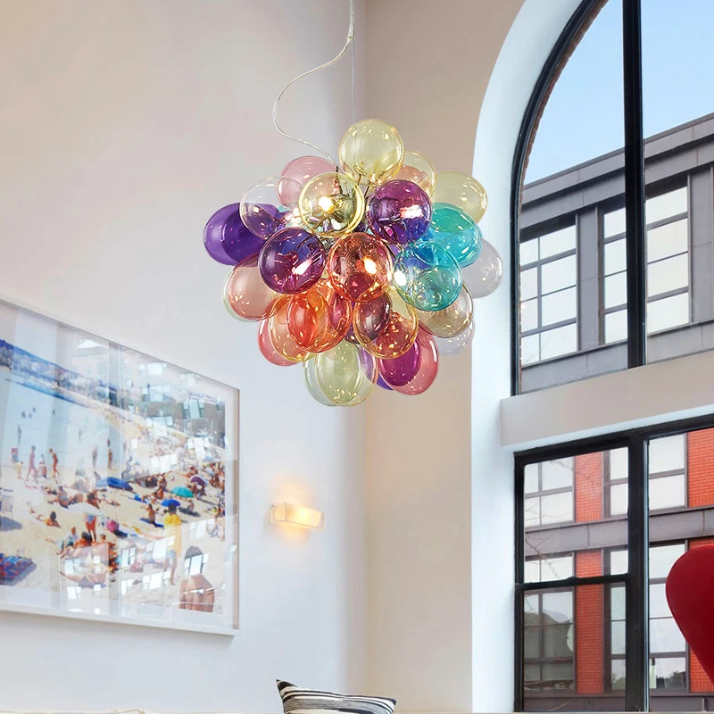 

Children's room glass warm living room color bubble chandelier decoration Nordic style clothing store creative balloon light lux