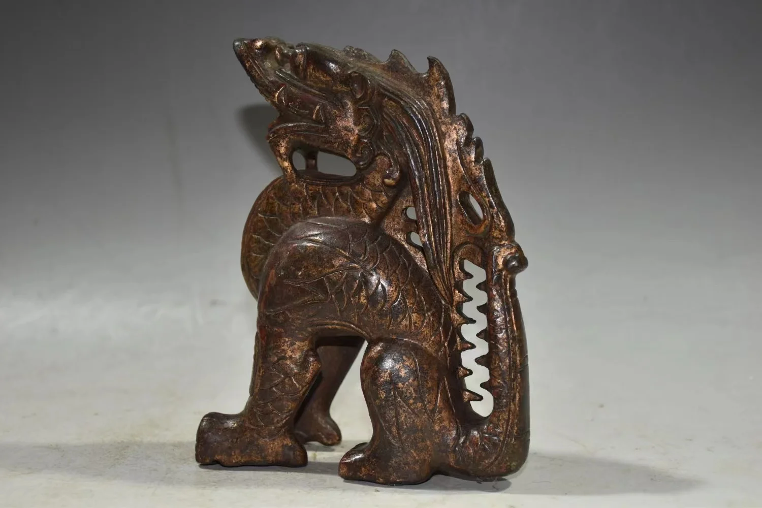 Old Ming Dyansty copper Dragon Beast statue,Handmade