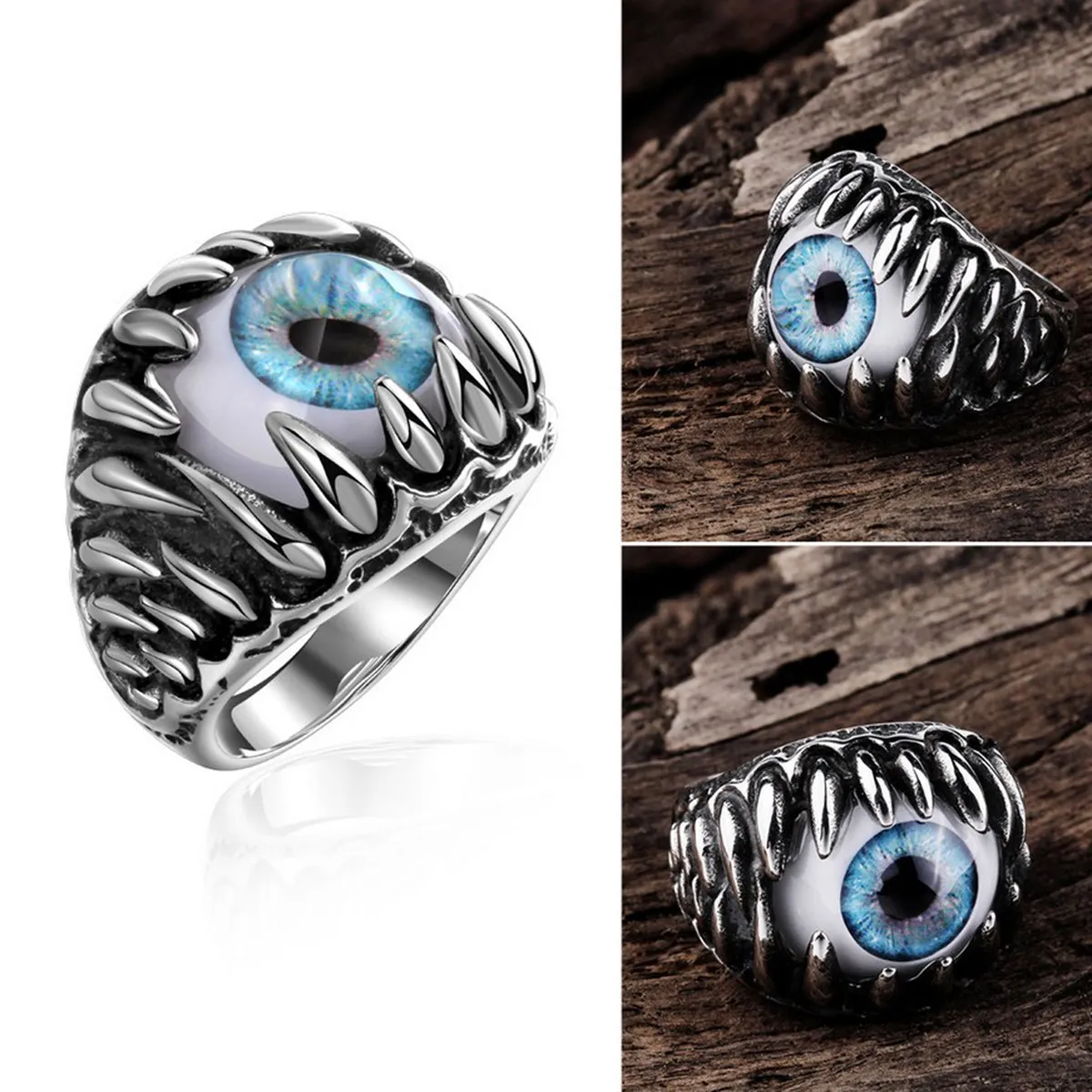 Titanium Steel Men's Eyes Rings Talons Fangs Cool Design Perfect for Wedding Ceremony Party Travel Birthday Gift Size