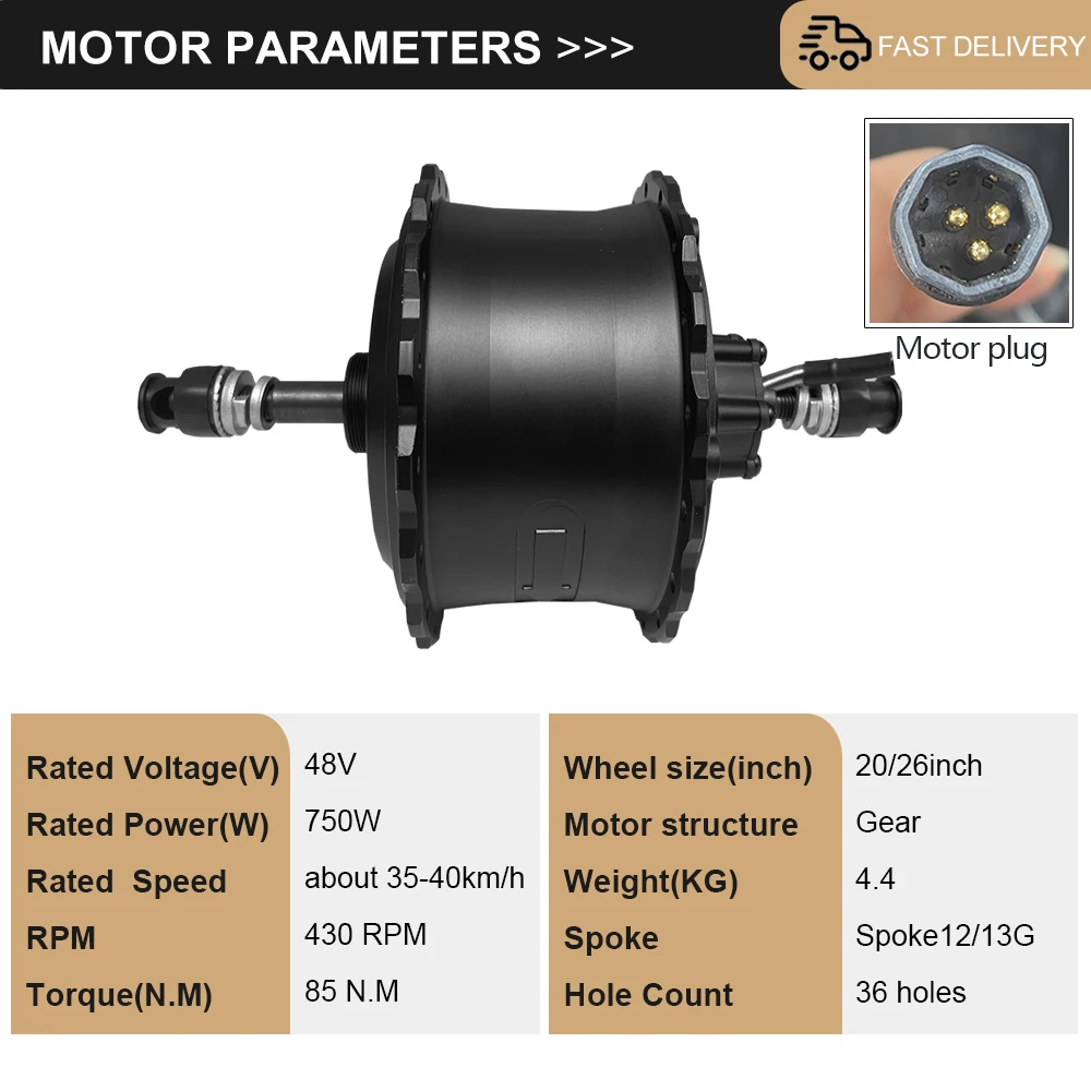 MXUS 48V750W E-bike Motor Front Rear Wheel Hub Motor For Fat Tire Electirc Bicycle Motor Rear Dropout 170mm Front Fork 135mm