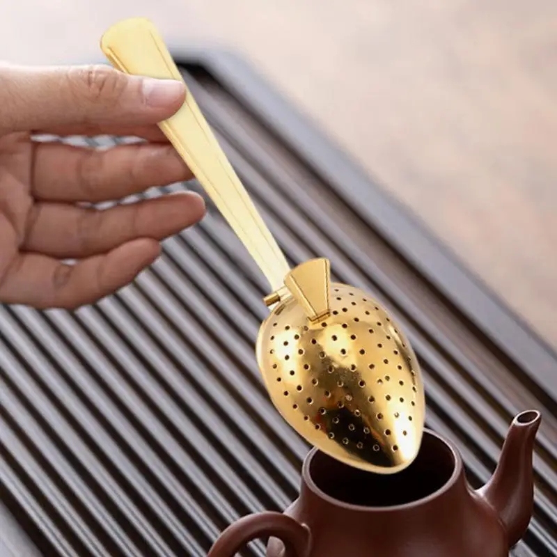 Tea Strainer Spoon Snap Ball Tea Strainer Stainless Steel With Long Handle Fine Holes Tea Interval Diffuser Steeper For Home