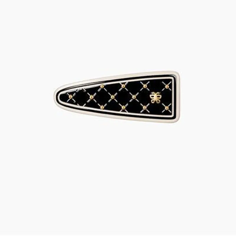 Enamel black and white contrasting diamond patterned small fragrant style fashionable clip with bangs edge clip hair clip