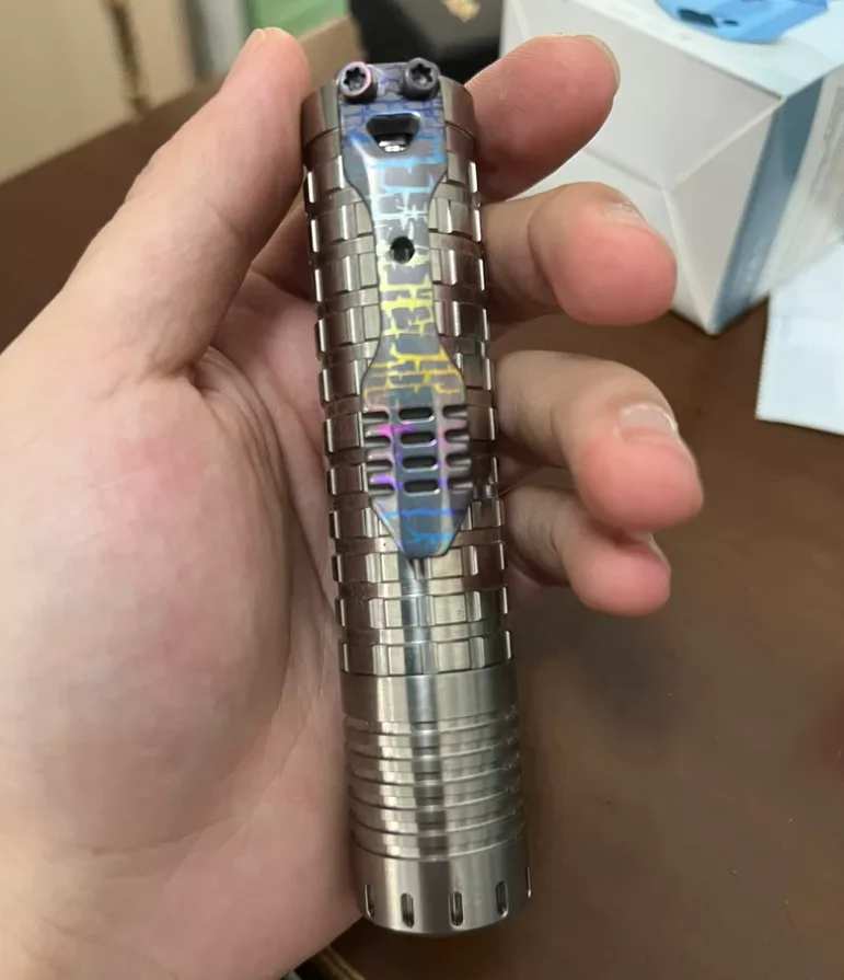 Used EDC ReyLight Dawn Three Eyes Titanium Alloy Flashlight Torch Lamp decompression toy