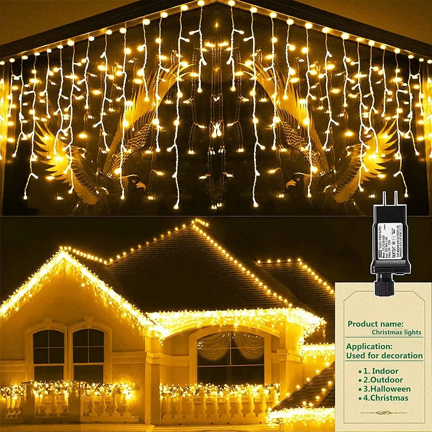 Festoen Led Lights Street Garland Outdoor 4M (W) * 0.6M (H) 8 modi sterrenhemel Model Duidelijke Draad Nieuwjaar Gordijn Fairy String Lights Kerstversiering 2025 Voor Bruiloft / Home / Valentine / Kerstmis / Tuin Decor