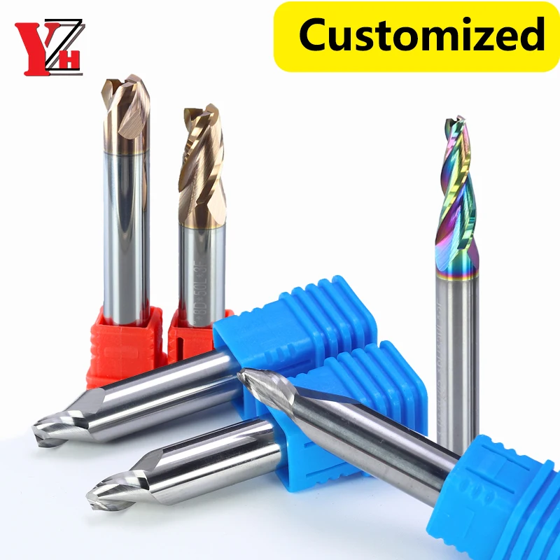 

Индивидуальная твердосплавная коническая концевая фреза, угловая косая фреза с ЧПУ для стали, алюминия