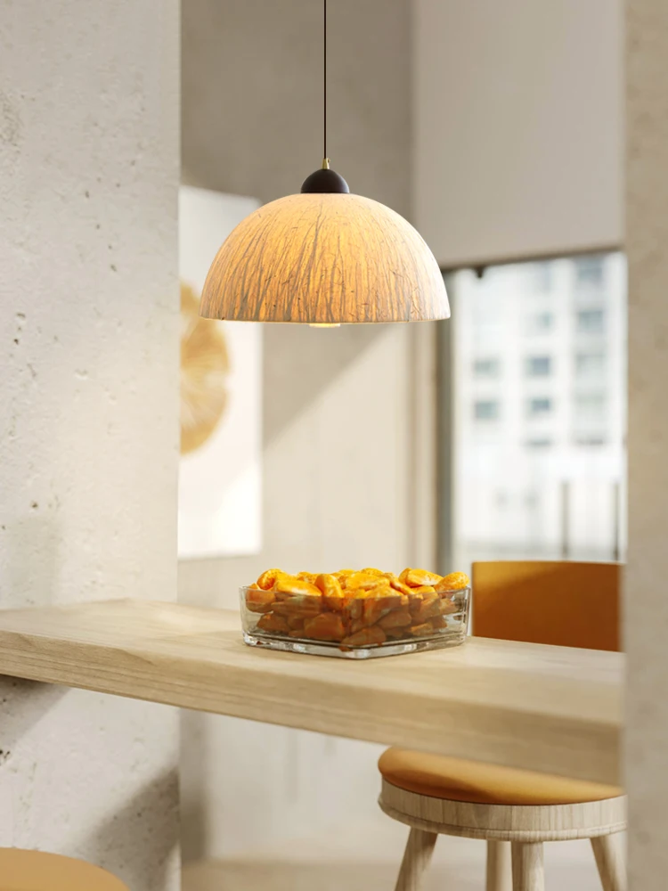 Japanese Wabi‑sabi Dome Pendant Light Retro Textured Lampshade Ceiling Lamp for Dining Room Kitchen Island Cafe Home Decor