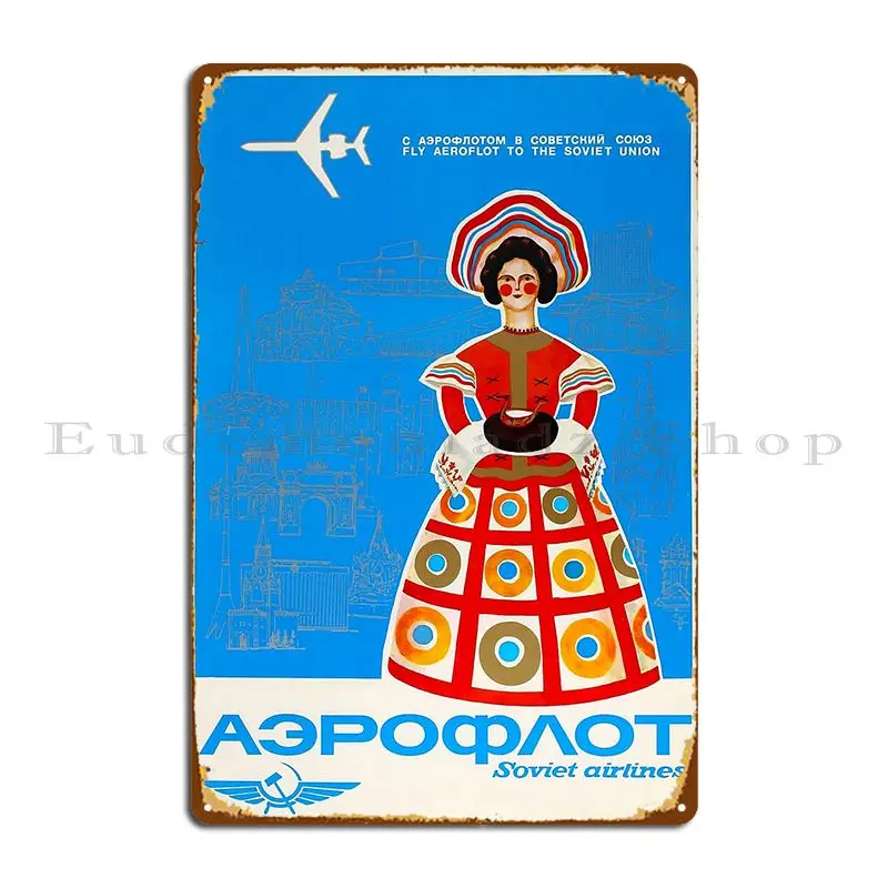 Aeroflot Soviet Airlines Vintage Travel Poster Metal Plaque Club Garage Cinema Design Custom Tin Sign Poster