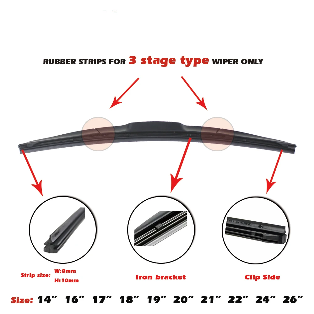 Car Wiper Blade Elastic band Windscreen Vehicle Insert Rubber Strip Refill 8mm 14