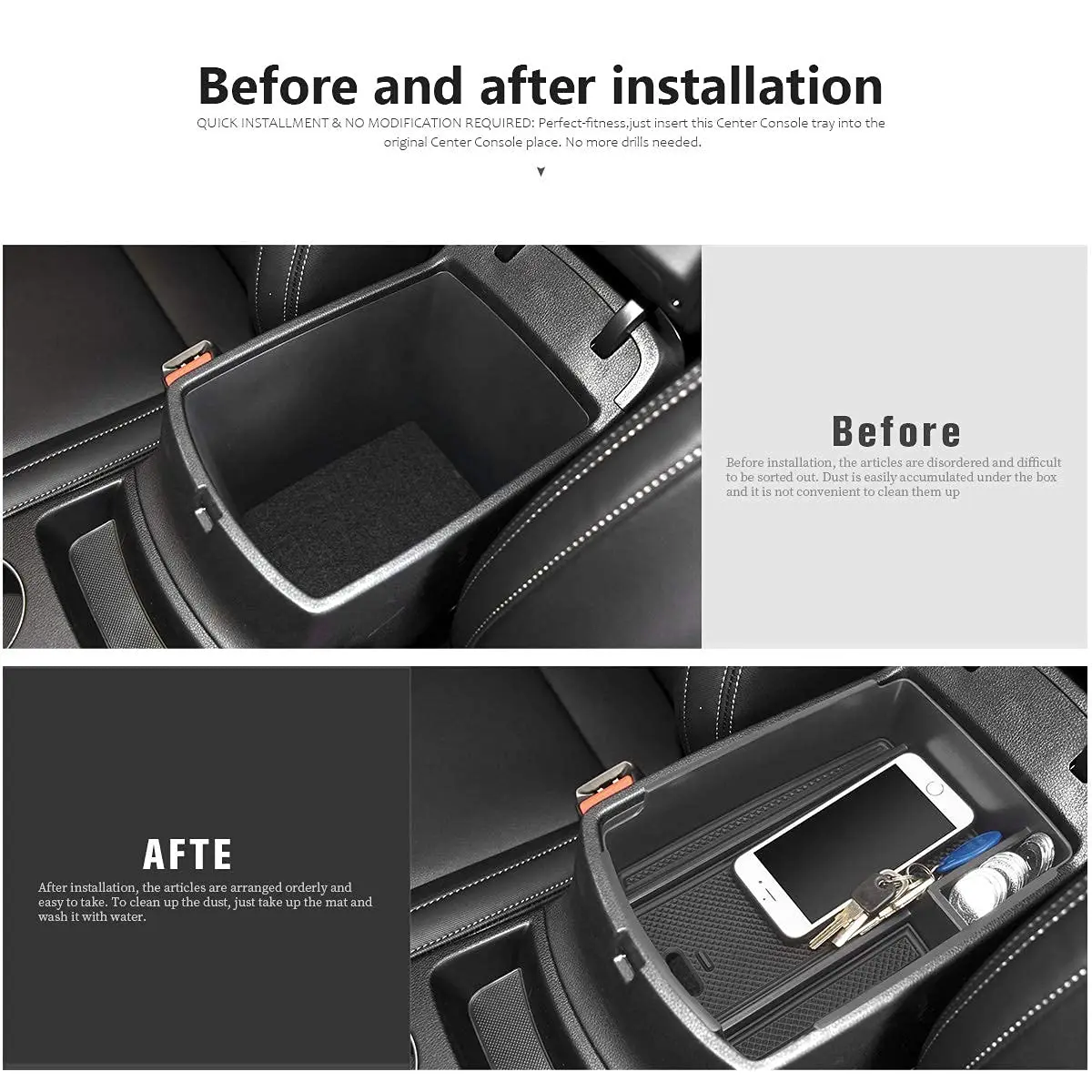 Center Console Organizer Tray for Kia Sportage/KX5 Accessories 2017 2018 2019 2020 2021 2022 Glove Box Secondary Armrest Storage