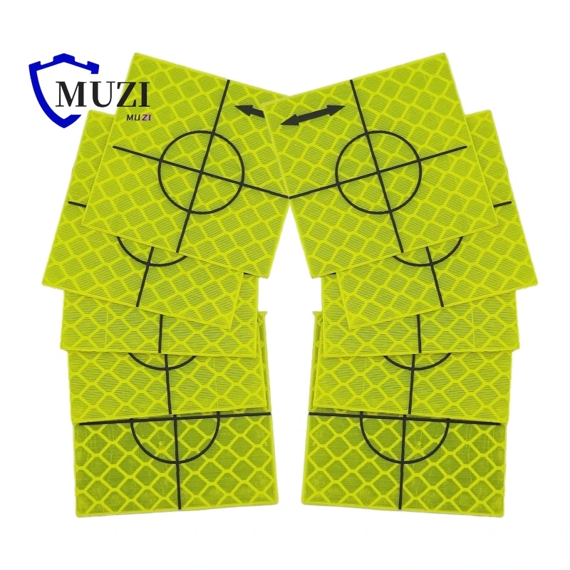 검은색 화살표가 있는 형광 녹색 반사 시트, 측량 토탈 스테이션용 반사 테이프 타겟, 20mm, 30mm, 40mm, 50mm, 60mm, 80mm, 100 개