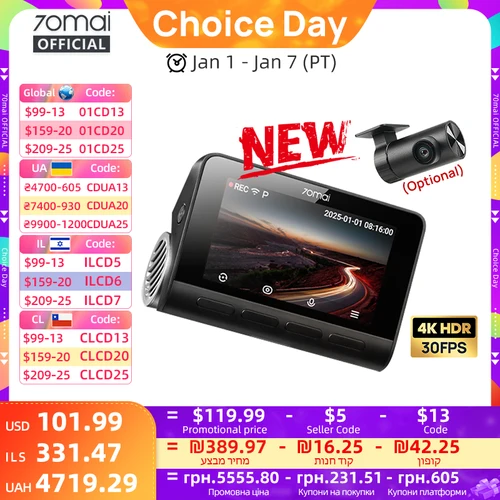 Nueva cámara de salpicadero 70mai A810S 4K HDR GPS ADAS grabación automática detección de movimiento de doble canal 4G LTE soporte coche DVR 70mai A810S 70mai A810