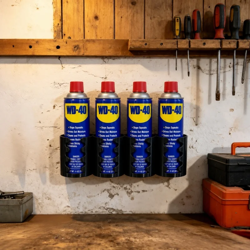 1pc-Aerosol Can Storage Rack – Wall-Mounted 4-Slot Design for Storing Spray Bottles (Mountable on RV Doors) and Caulk Tubes