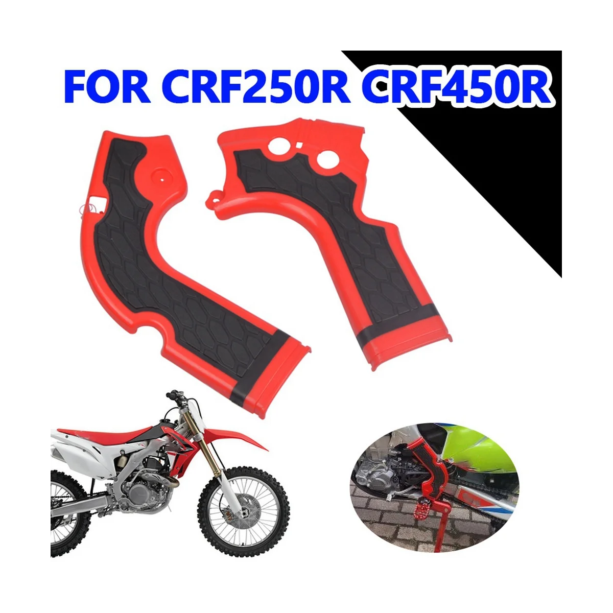 ホンダモーターサイクル用フレームガードカバー,保護カバー,ホワイト,crf250r,crf450r,crf 250r,450r,201-2016