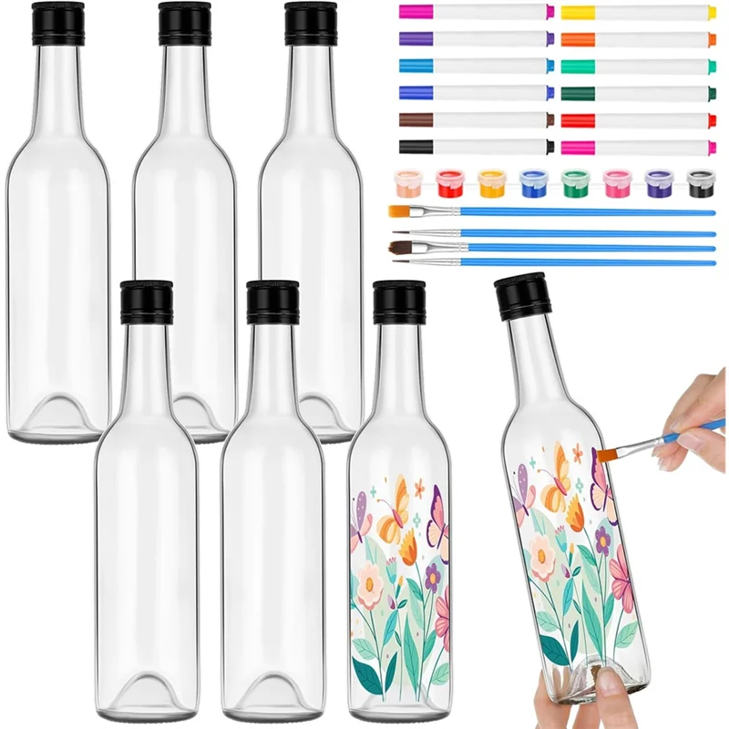

【MEET】6 Sets Paint Your Own Wine Bottle Set Brushes To Design Your Own Personalized Craft Glass For Wine Glasses For Adults