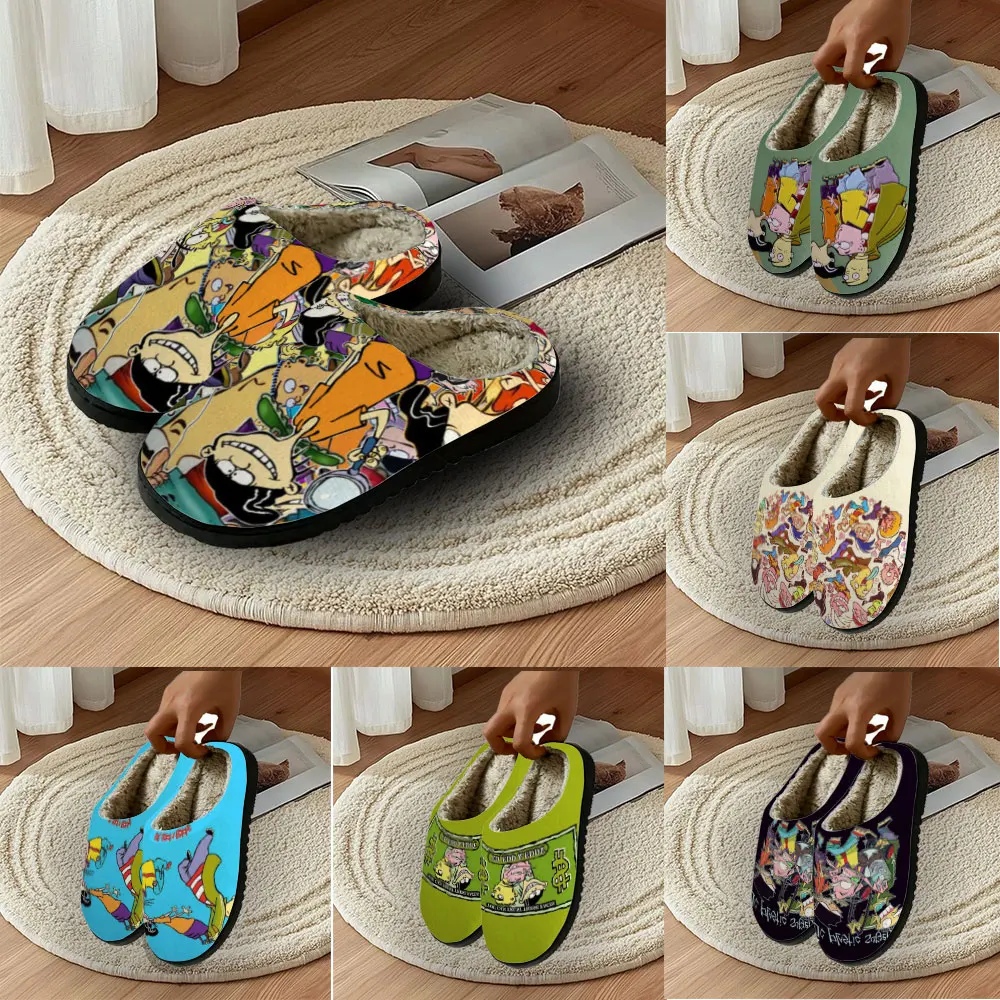Home Baumwolle benutzerdefinierte Hausschuhe Herren Damen Sandalen Camouflage klassische Cartoon E-EdEddNEddys Plüsch Schlafzimmer lässig warm halten Slipper