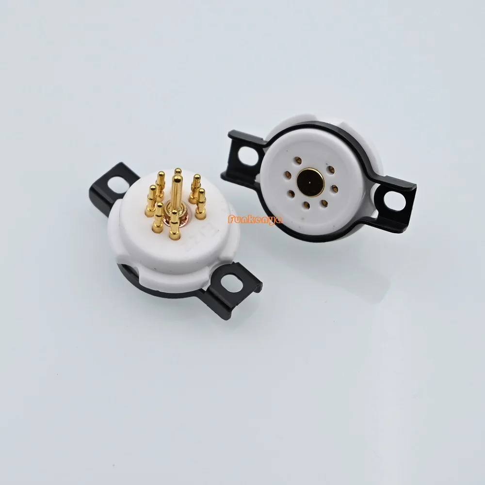 1 Pair Copper Gold Plated 7 Pins Electronic Ceramic Tube Base DIY Tube Amplifier Socket 6Z4 6X4 EF95 6AQ5 6J1