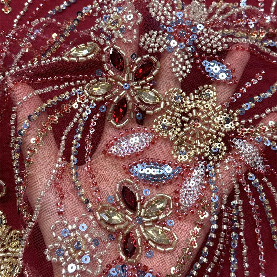 Embroidery Ai - قماش دانتيل مطرز بالخرز عالي الجودة،