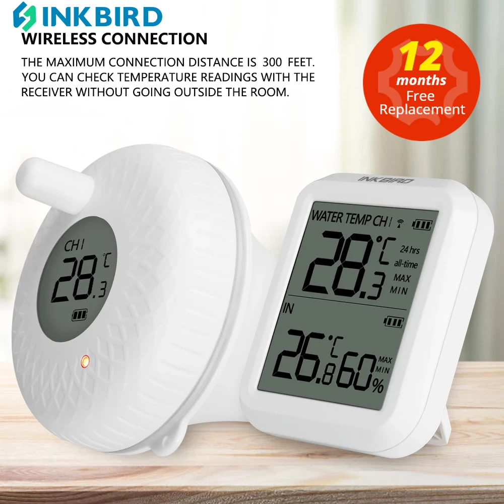 INKBIRD IBS-P01R Wireless Pool Thermometer Swim SPA Pond Tub Pet Bath Waterproof Digital Floating Temperature Transmitter Meter