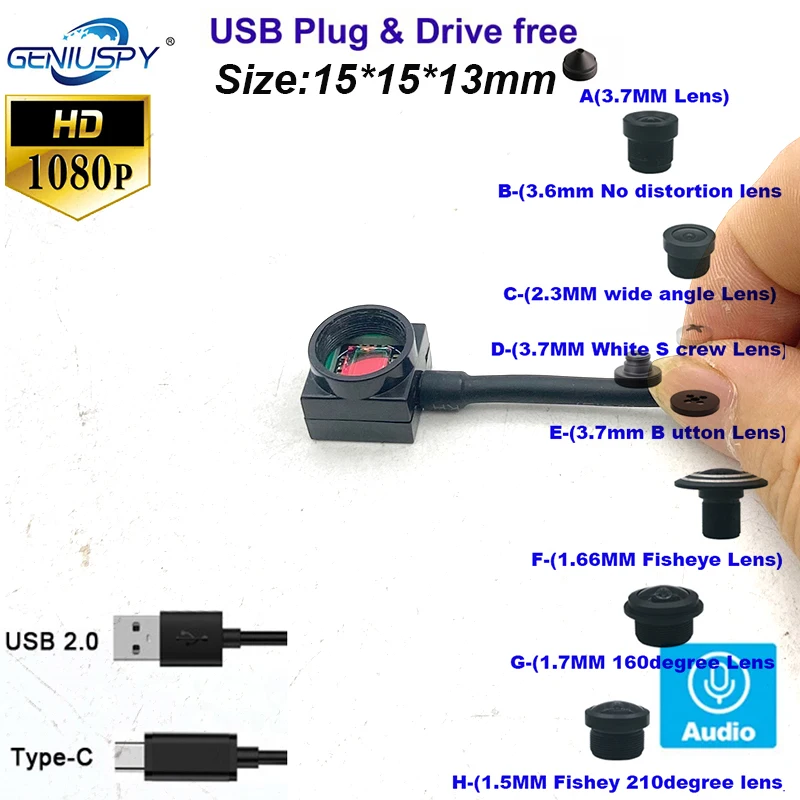 15*15 مللي متر UVC عدسة زاوية واسعة صغيرة OTG أندرويد 2MP مايكرو كاميرا بمنفذ USB 1080P موبايل USB كاميرا الأمن الصوت للهاتف المحمول