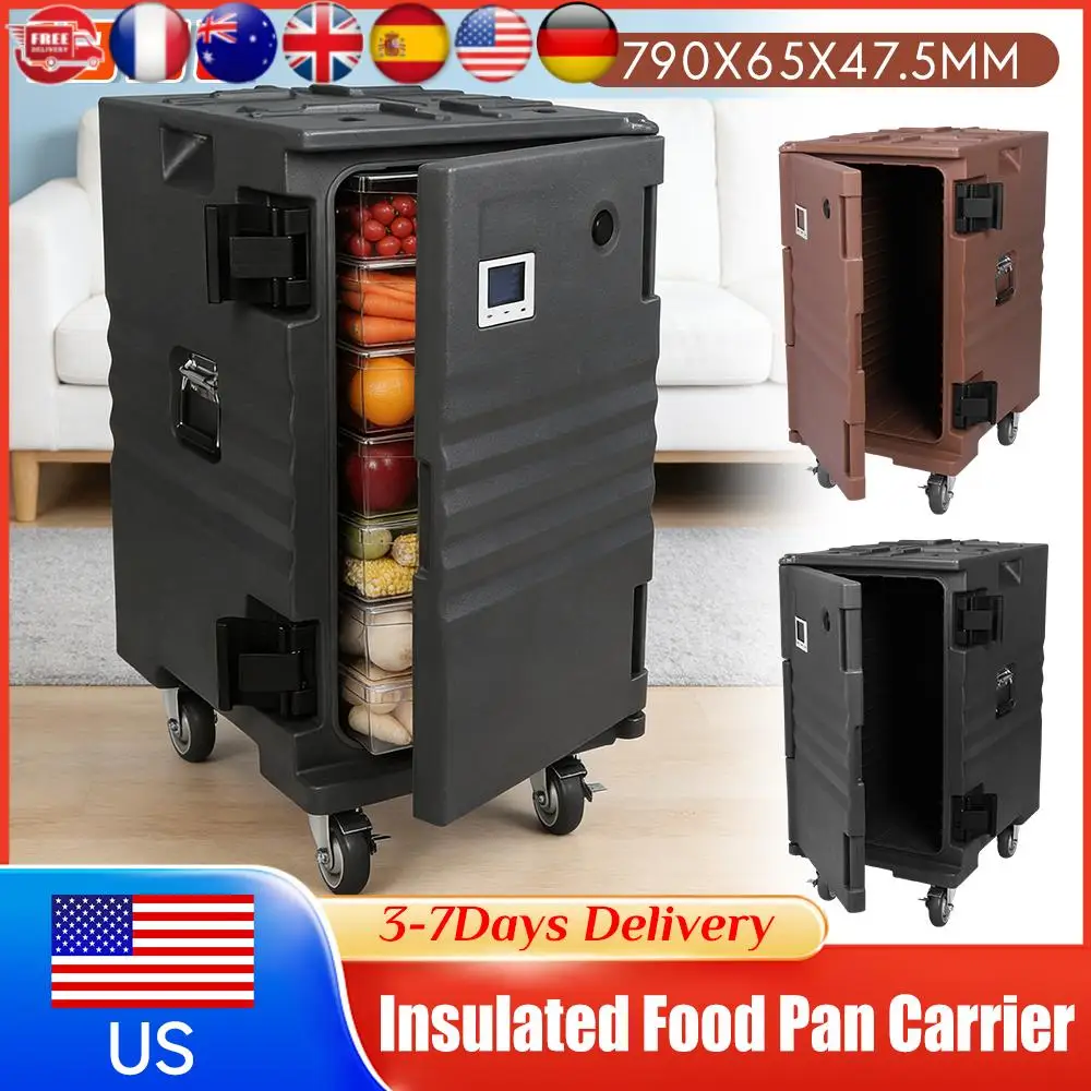 

Front Loading Insulated Food Pan Carrier Keep Cold Warm with Wheels Handles for Restaurant Canteen Catering Party Transportation