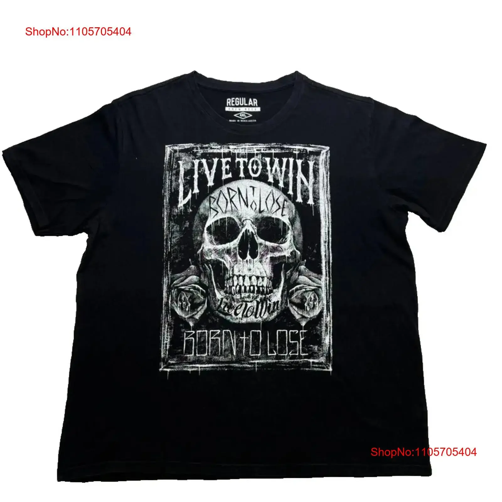 T Shirt with Live To Win Born Lose print long or short sleeves vintage Washed Casual Breathable Versatile Unisex Stretched