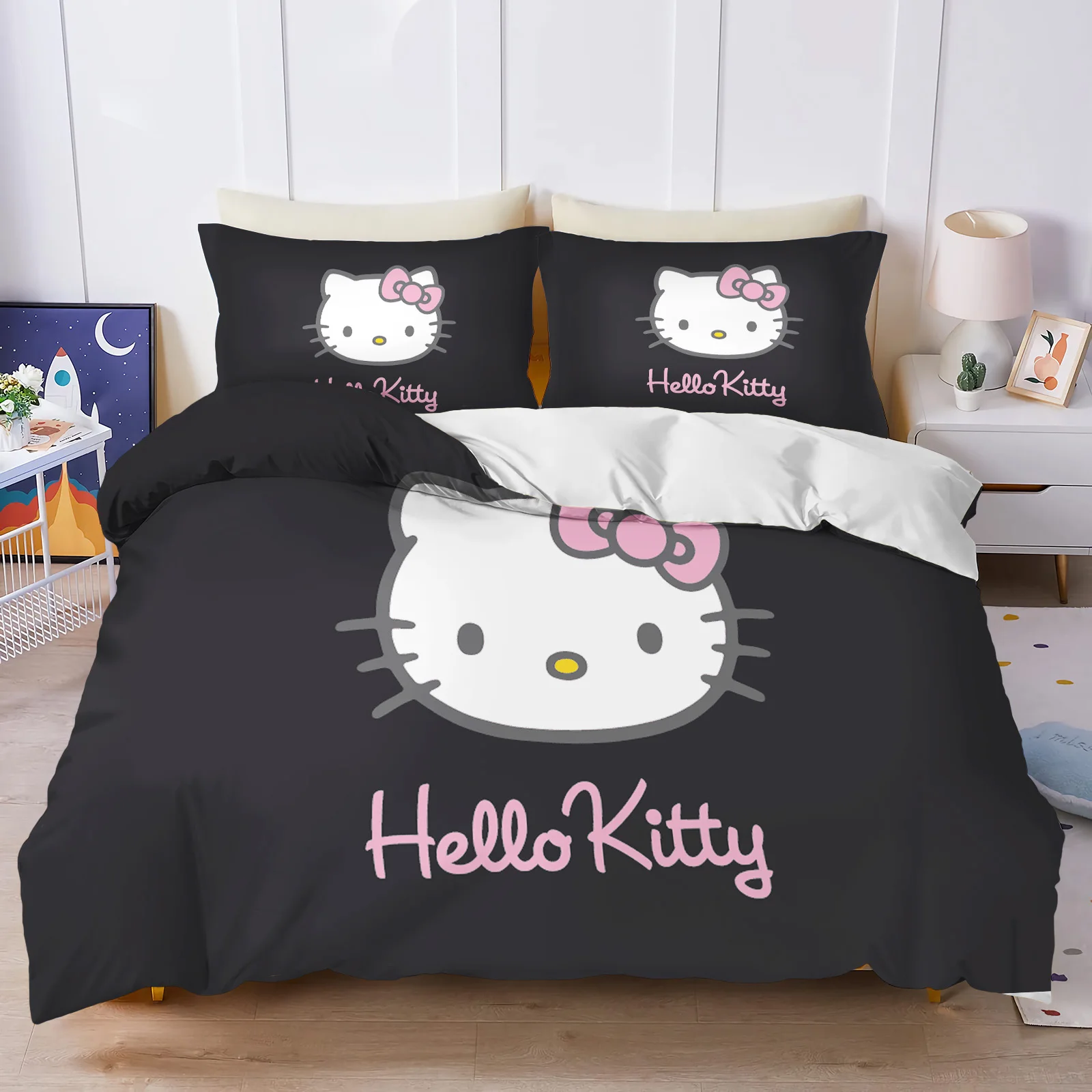 Hello Kitty Duvet Cover Set Comforter Bedding 3d Children'S Bedding Set 3-Piece 1 Quilt Cover King Size