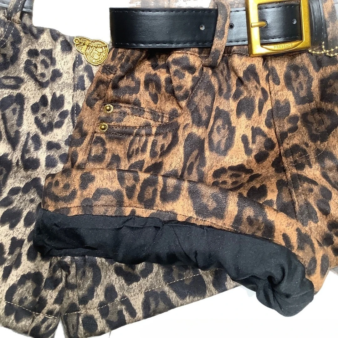 شورت بناتي بطبعة الفهد بدون أحزمة شورت بناتي من الجلد المقلد لخريف وشتاء 2025 #3