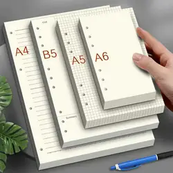 80 Sheets A5 Binder Paper Refill 6 Holes Diary Paper A5 Agenda Replacement 100g Kraft Blank Grid Notebook A4 Binder Refill