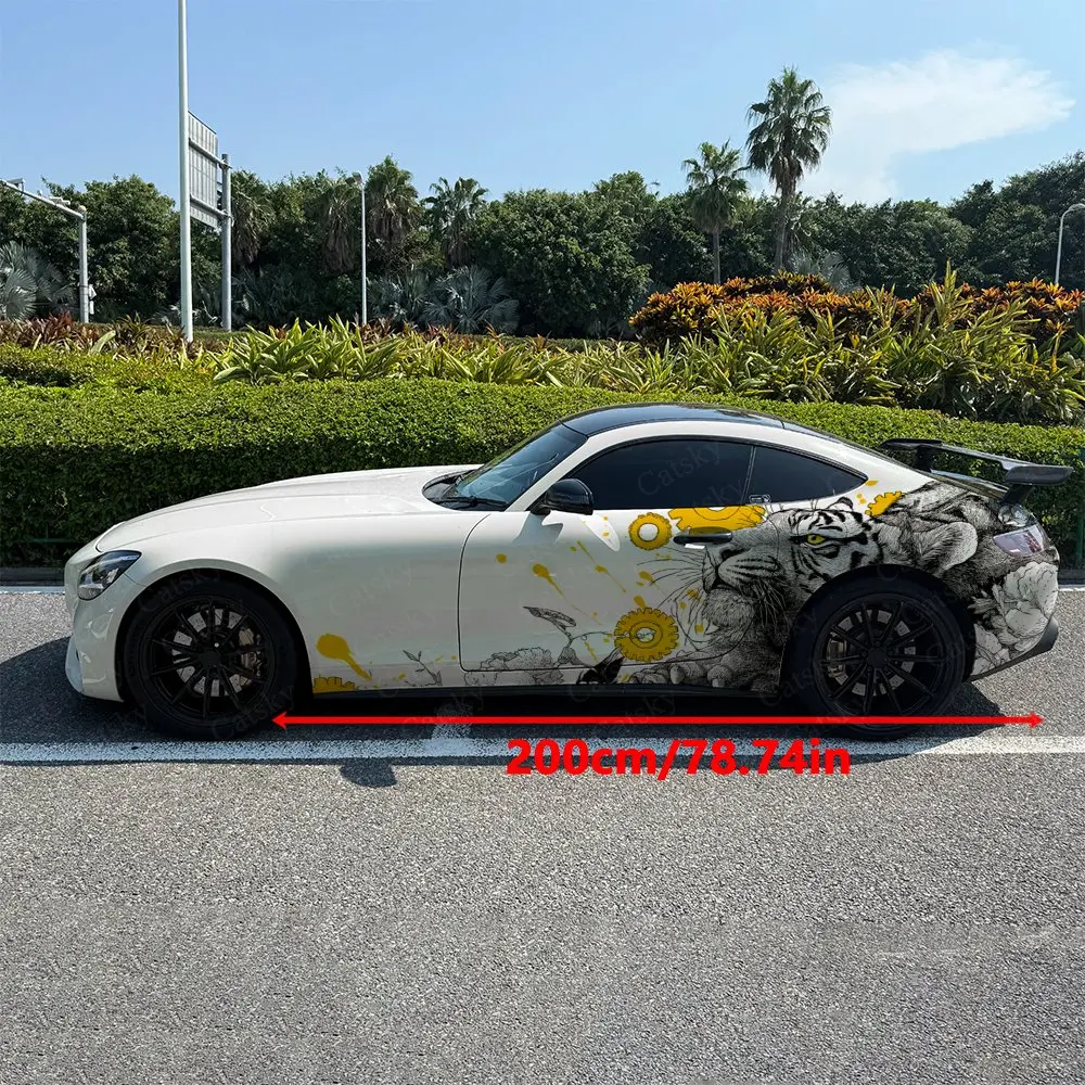 2pcs Wild Tiger Snake Gear Realm, Durable, Fade-resistant, Enhance Vehicle Aesthetics With Bold Artistic Design Car Vinyl Wraps