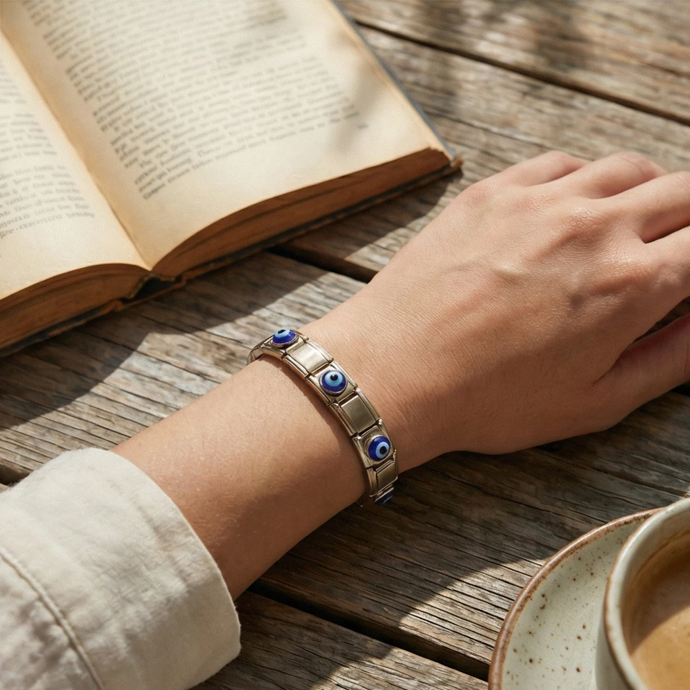 Design Teufelsauge Armband mit Gliedern, italienischer Charm, passend für 9mm Edelstahl, Schmuckzubehör für Damen und Herren, DIY, Großhandel – Detail 6