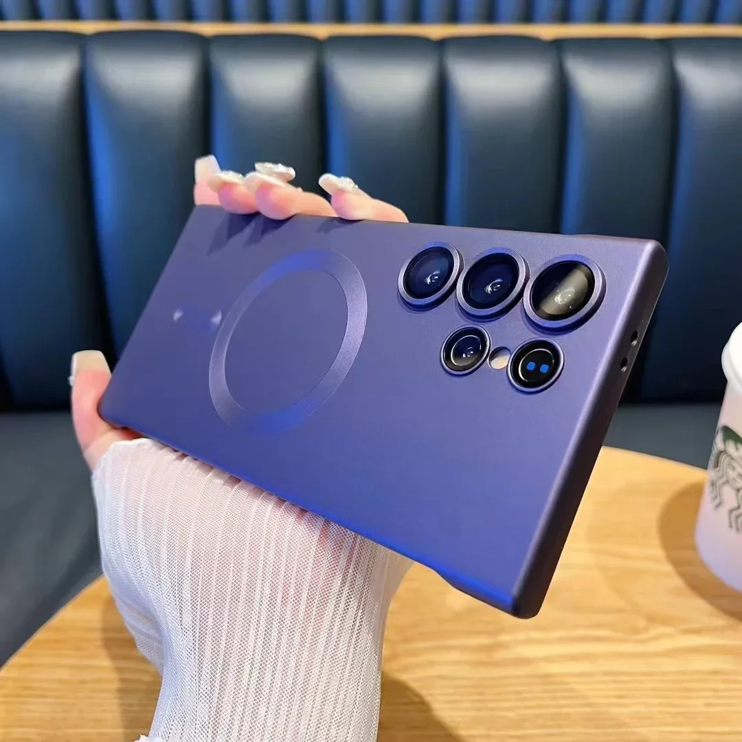 サムスンギャラクシーs24ウルトラ用の超薄型ハードフォンシェル,ワイヤレス充電付き