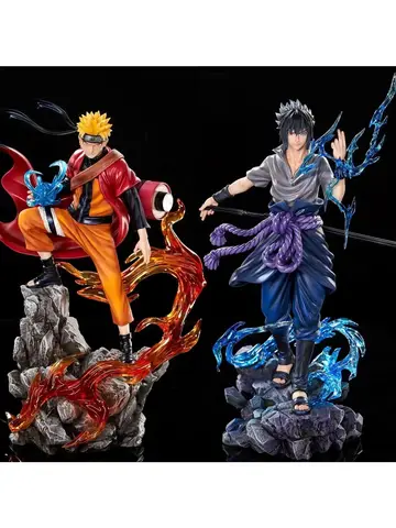 23cm Naruto Anime Figure Uzumaki Naruto Uchiha Sasuke Action Model Pvc Statue Desktop Ornament Collection Toys Gift
