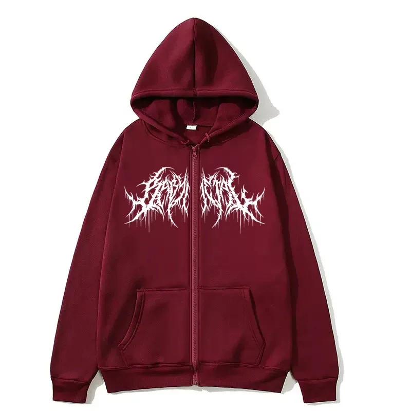 Y2K Zip-Up Hoodie, Men, Clothes with Graphic Prints, Hip Hop Style, Gothic 2025 Autumn Winter Keep Warm Long Sleeves Sweatshirt