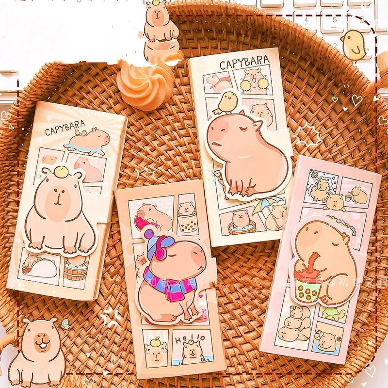 16 pcs/lot Creative Capybara Memo Pad Sticky Notes Cute 3 Folding Notepad Stationery Label Post Office School Supplies