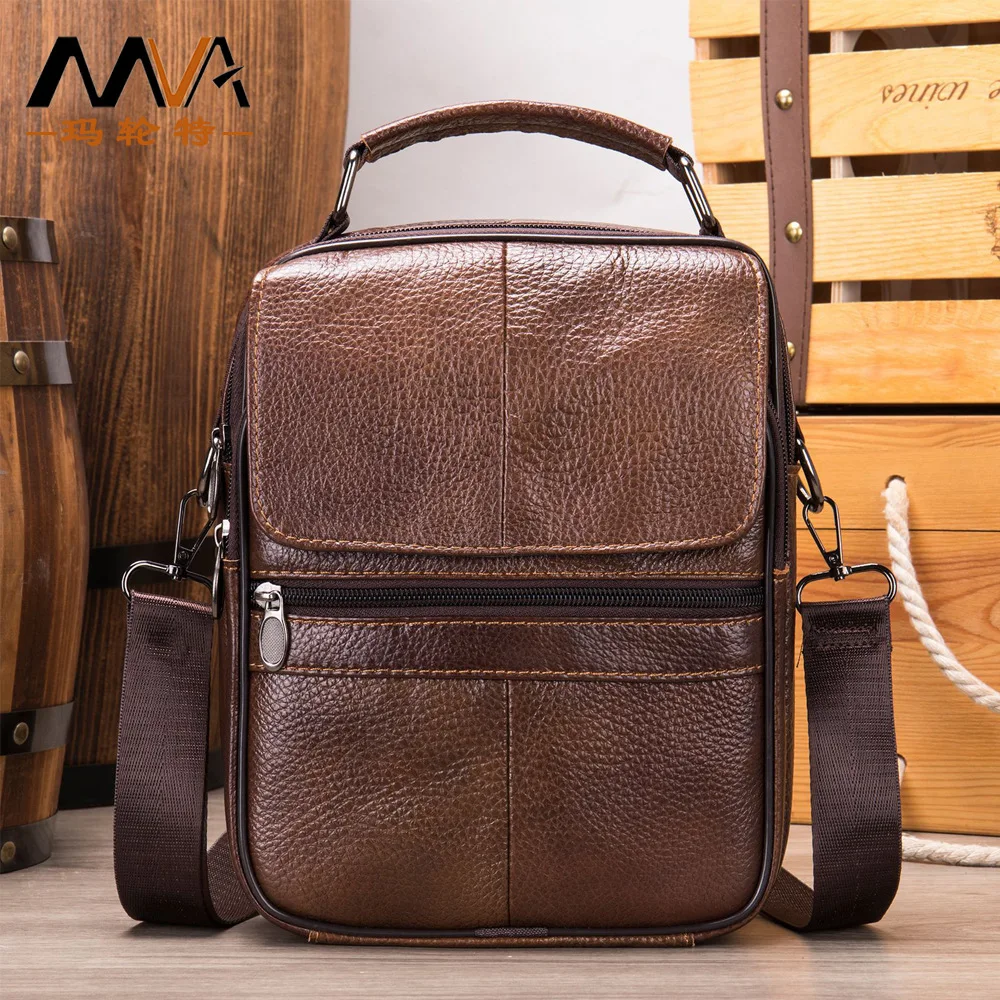 

Vintage Genuine Leather Men's Shoulder Bag Vertical Casual Briefcase Mens Business Bag Cowhide Crossbody Shoulder Bag for Men