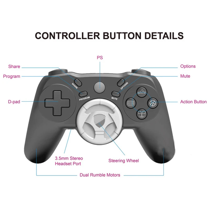 Le contrôleur de jeu de course au volant Bluetooth convient uniquement aux jeux de course