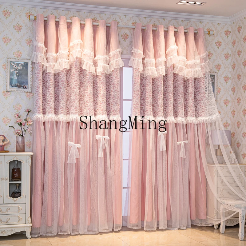 

DHY custom double-layer sand cloth integrated blackout bedroom curtains light luxury products