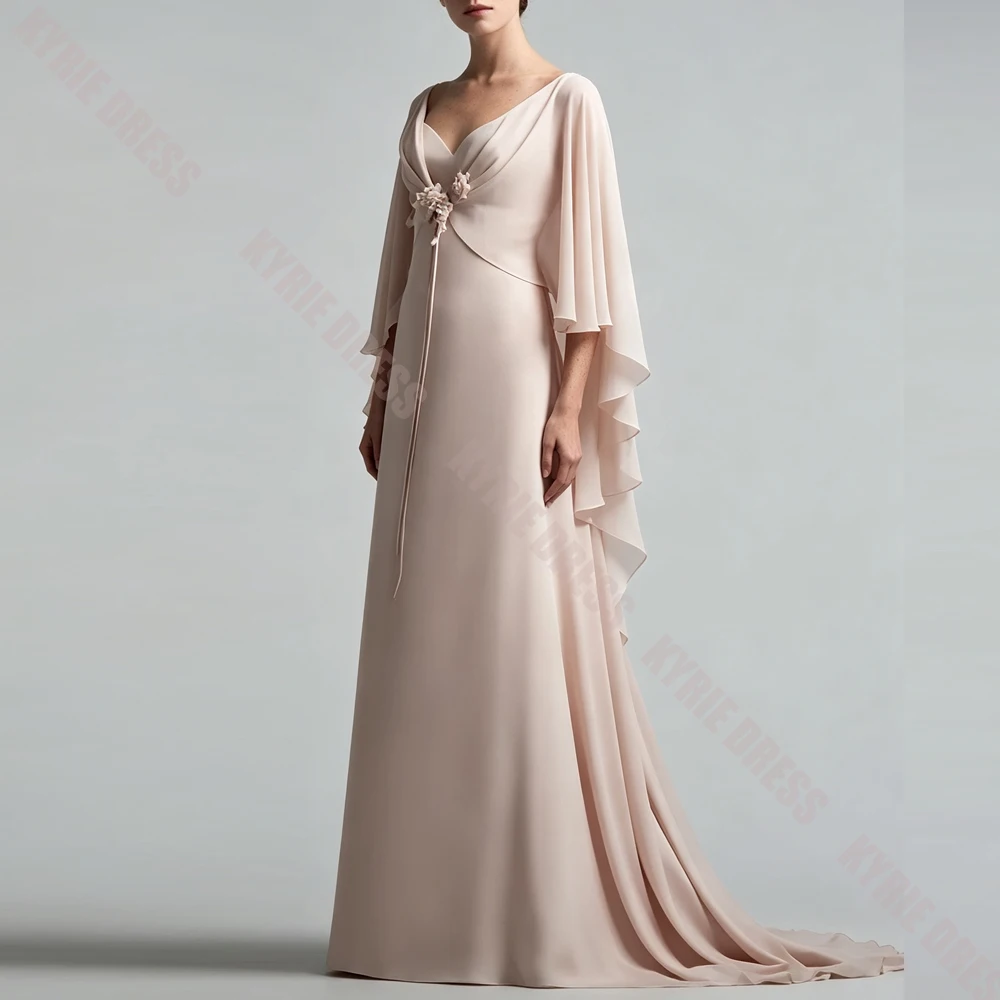 Chiffon Ruffles Jacket Mother of The Bride Dress Sweetheart Neck Customized Women Simple Wedding Guest Gowns Party Evening Dress
